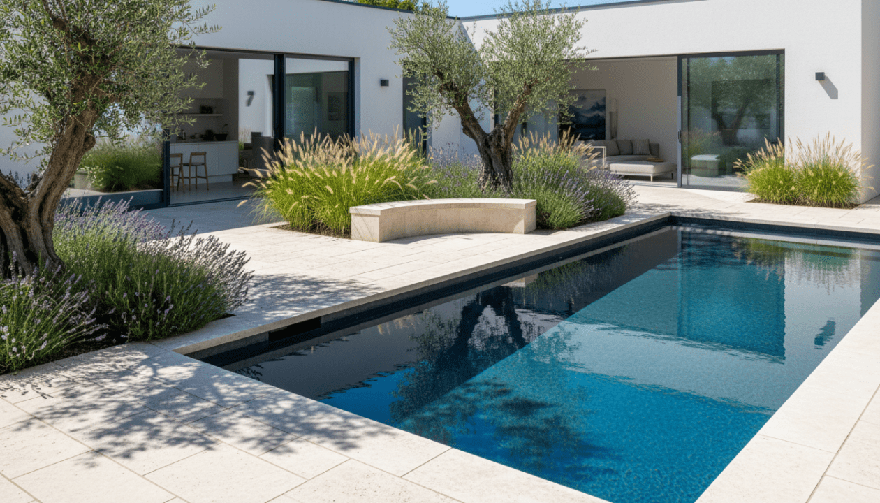 Quelles Plantes planter autour d&rsquo;une Piscine ? (Celles qui ne perdent pas leurs feuilles)