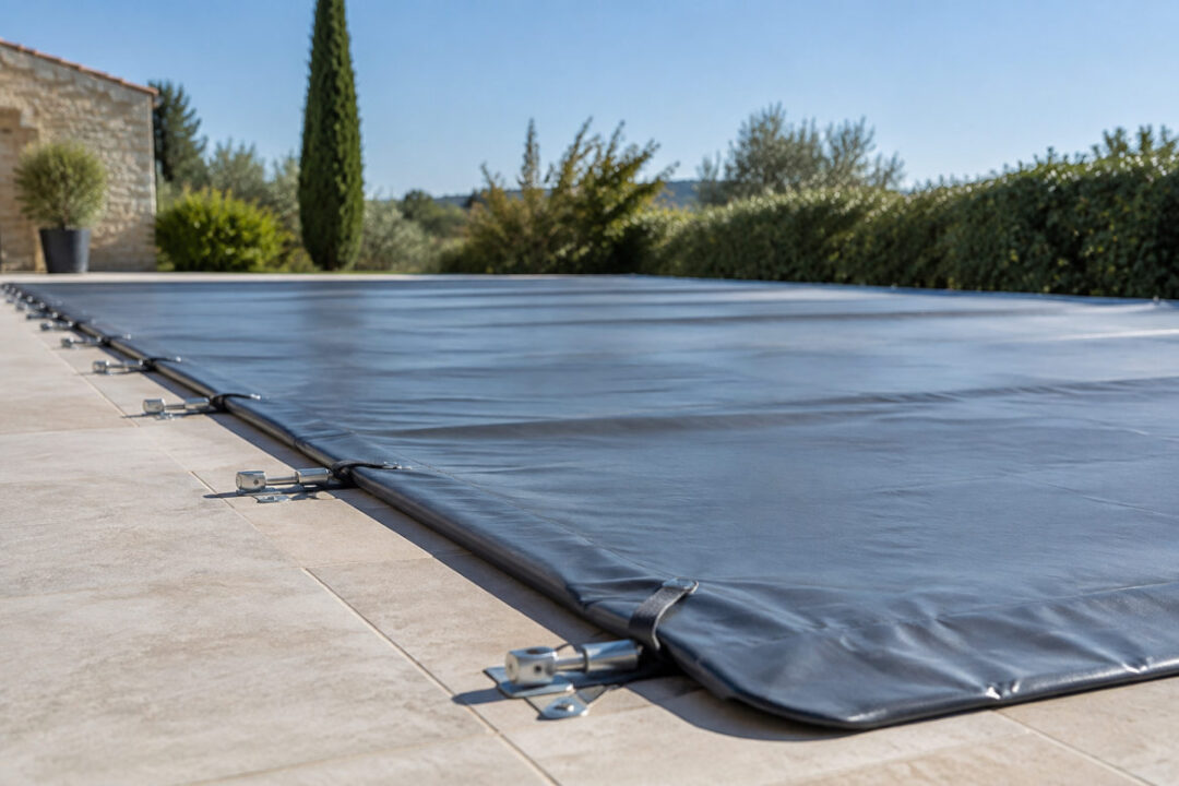 Couverture hivernage piscine protégeant un bassin extérieur durant la saison froide