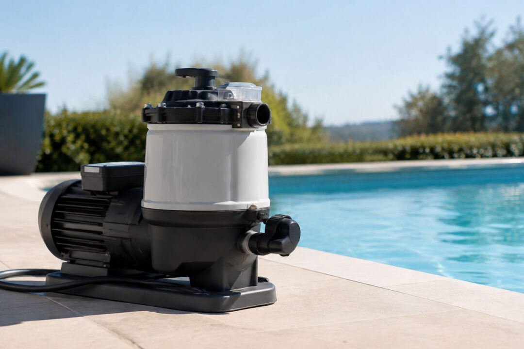 Hivernage piscine au sel avec bâche protectrice sur bassin extérieur